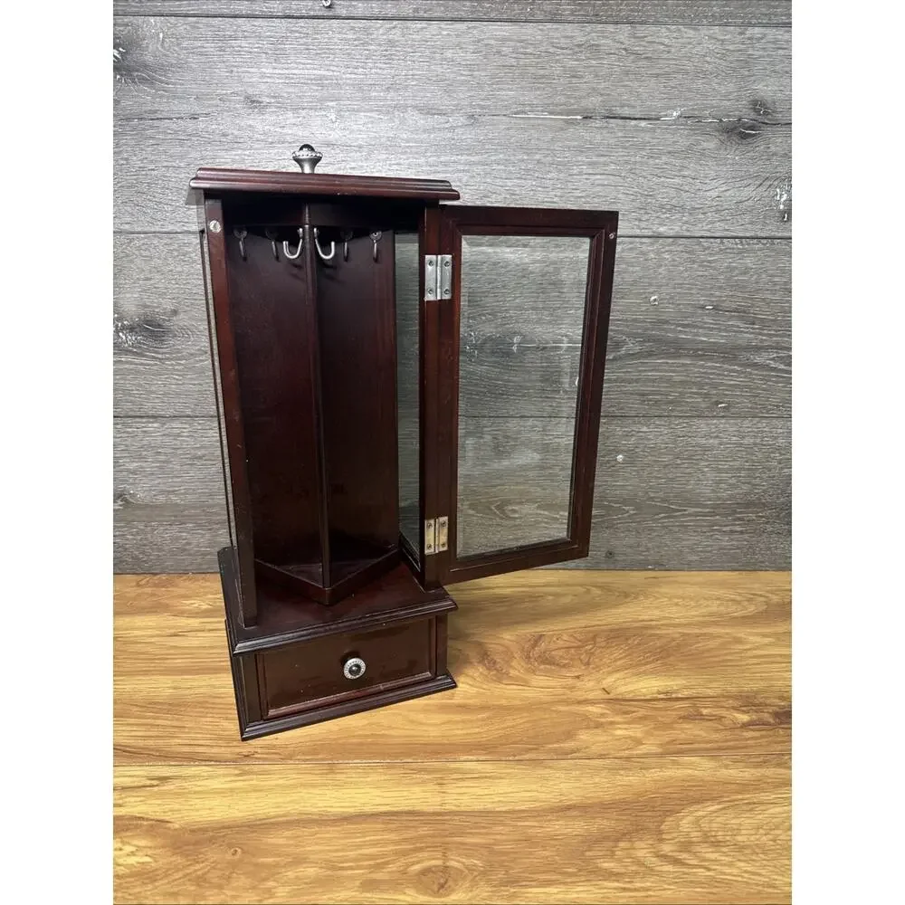 The Bombay Co. Tabletop Rotating Jewelry Box Chest Tall Case Necklace Organizer
